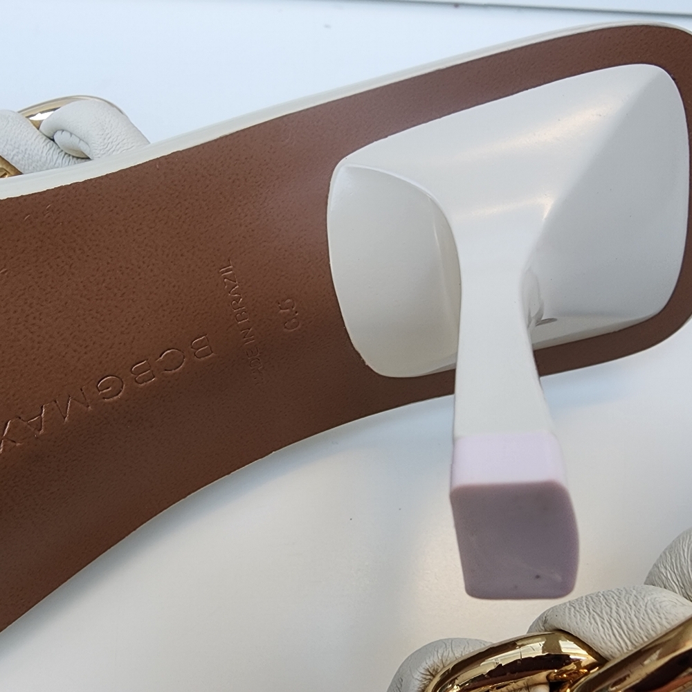 BCBGMAXAZRIA Mistia Braided Chain Kitten Heel Leather Sandal NEW Size 6.5 - Picture 7 of 13